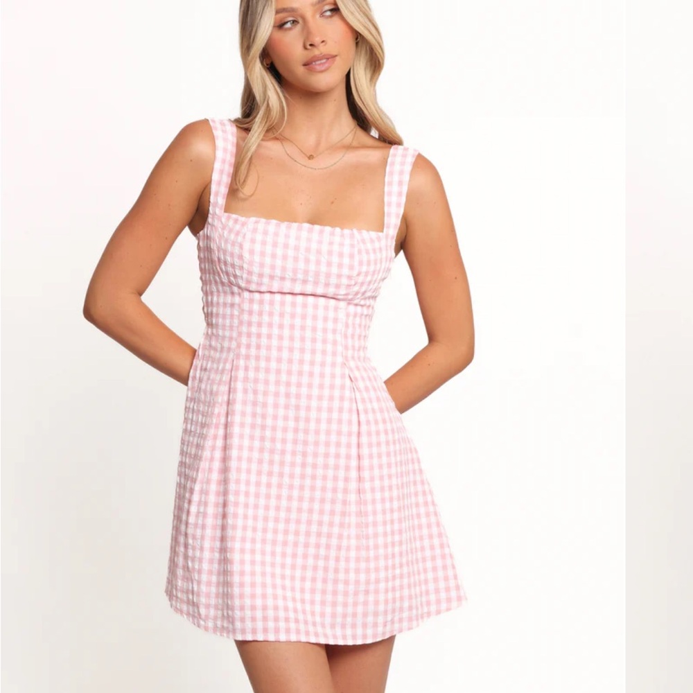 ALTHEA MINI DRESS - PINK GINGHAM NWT
